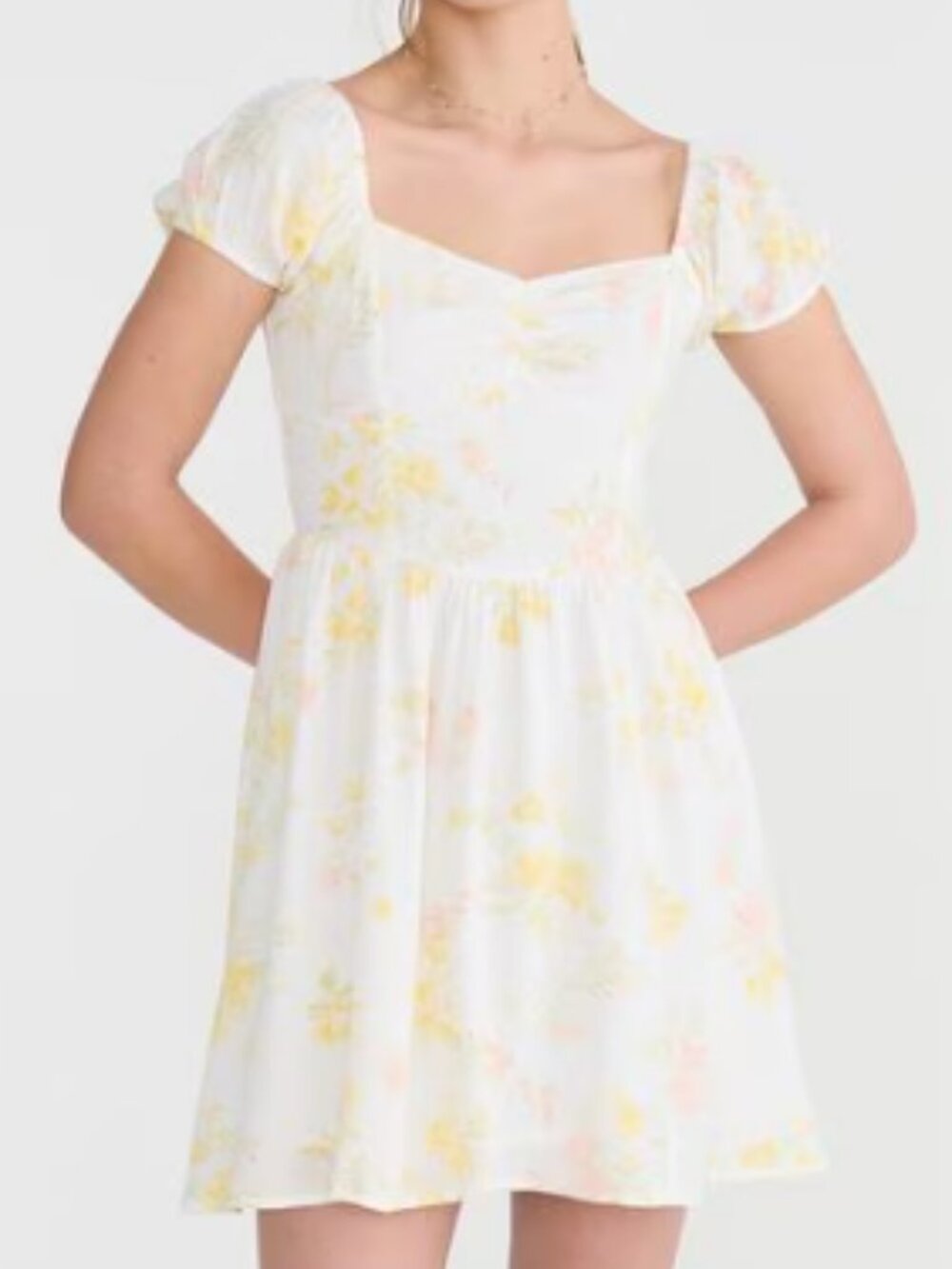 NWT Aeropostale White Floral Puff Sleeve Mini Dress Size S